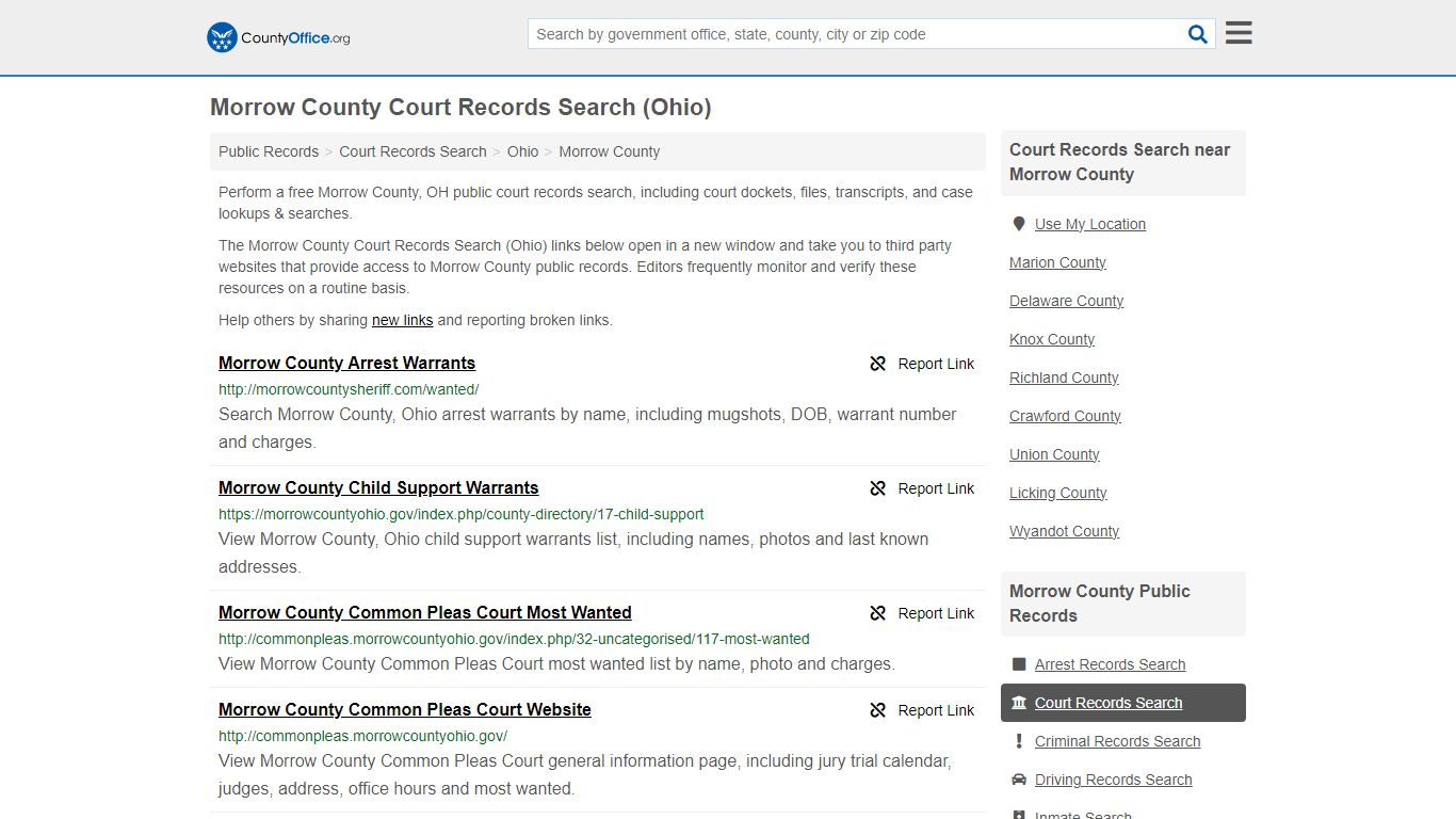 Morrow County Court Records Search (Ohio) - County Office