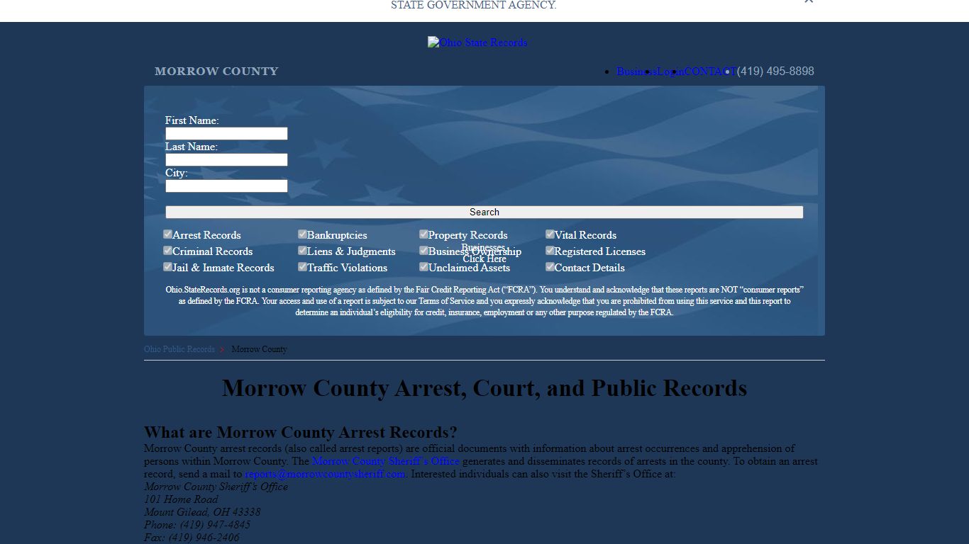 Morrow County Arrest, Court, and Public Records